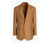 Wool and silk-blend blazer - Brown