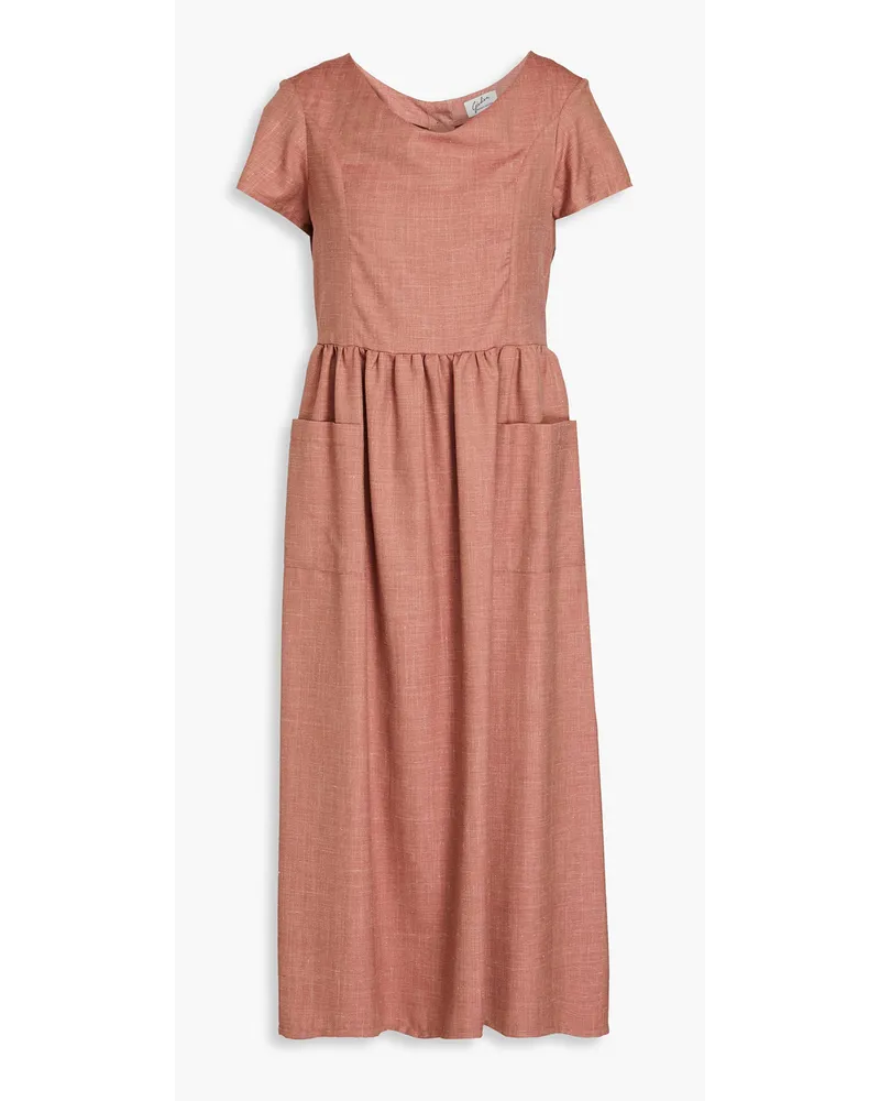 Giuliva Heritage Collection Fulgida wool, silk and linen-blend twill midi dress - Pink Pink