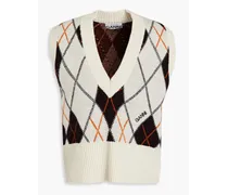 Harlequin argyle jacquard-knit wool-blend vest - White