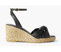 Playa knotted leather espadrille wedge sandals - Black