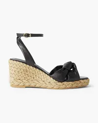 Stuart Weitzman Playa knotted leather espadrille wedge sandals - Black Black