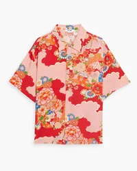 RE/DONE Aloha floral-print satin-crepe shirt - Orange Orange