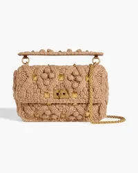 Valentino Garavani Roman Stud cable-knit shoulder bag - Neutral Neutral