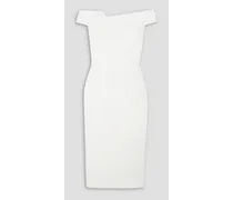 Monamy off-the-shoulder wool-crepe midi dress - White