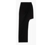 Draped asymmetric stretch-jersey skirt - Black