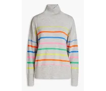 Mélange striped cashmere turtleneck sweater - Gray