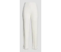 Ribbed stretch-micro modal wide-leg pants - White