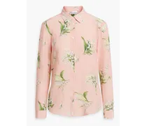 Floral-print silk crepe de chine shirt - Pink