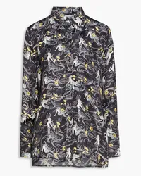 Sensi Studio Printed twill shirt - Black Black