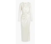 Alezia twist-front cutout satin maxi dress - White