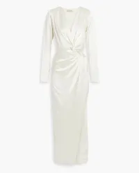 NICHOLAS Alezia twist-front cutout satin maxi dress - White White