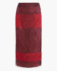 Valentino Garavani Chantilly lace midi skirt - Burgundy Burgundy