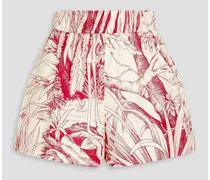 Printed cotton-poplin shorts - Red