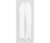 Frayed high-rise straight-leg jeans - White