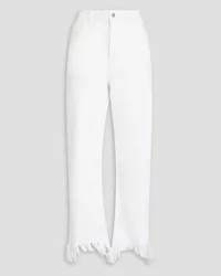 Maje Frayed high-rise straight-leg jeans - White White