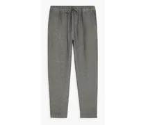 Tapered linen drawstring pants - Gray