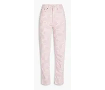 Paisley-print high-rise straight-leg jeans - Pink