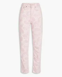 Ganni Paisley-print high-rise straight-leg jeans - Pink Pink