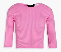 Cropped ribbed cotton top - Pink