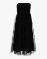 Zimmermann Strapless gathered tulle midi dress - Black Black