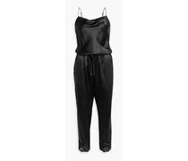 Laresa lace-trimmed silk-blend satin jumpsuit - Black