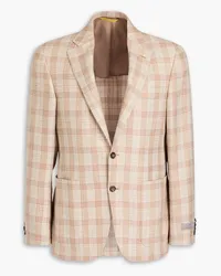 Canali Checked wool, silk and linen-blend blazer - Neutral Neutral