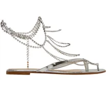 Nadja crystal-embellished mirrored-leather sandals - Metallic