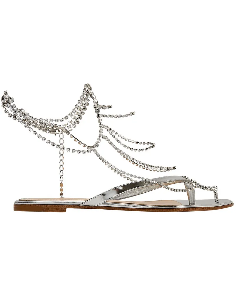 Nadja crystal-embellished mirrored-leather sandals - Metallic