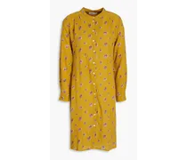 Audrey printed cotton-crepon shirt dress - Yellow