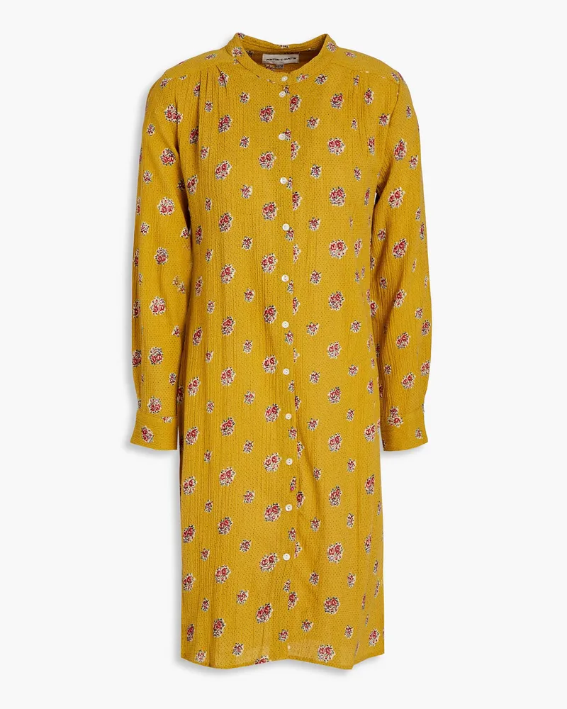 Antik Batik Audrey printed cotton-crepon shirt dress - Yellow Yellow