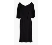 Cape-effect silk-blend dress - Black