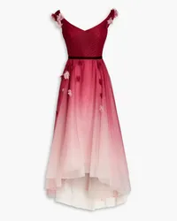 Marchesa Off-the-shoulder appliquéd dégradé tulle gown - Pink Pink