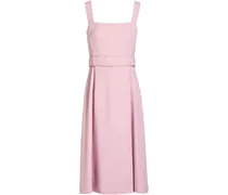 Belted pleated stretch-crepe midi dress - Pink