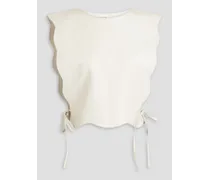 Rosseys scalloped leather top - White