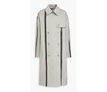Double-breasted cotton-gabardine trench coat - Gray