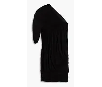 One-shoulder draped stretch-jersey mini dress - Black
