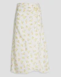 Claudie Pierlot Ruched floral-print crepe midi skirt - White White