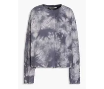Embroidered tie-dyed French cotton-terry sweatshirt - Gray
