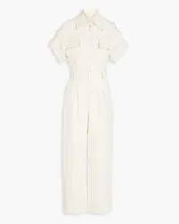 LVIR Pleated cotton and linen-blend jumpsuit - White White