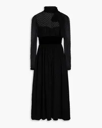 Valentino Garavani Polka-dot fil coupé chiffon midi dress - Black Black