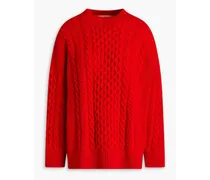 Cable-knit wool sweater - Red