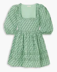 RHODE Daya printed cotton-poplin mini dress - Green Green