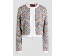 Crochet-knit cotton-blend jacket - White