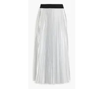Pleated metallic satin midi skirt - Metallic