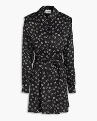 Claudie Pierlot Pleated printed twill mini dress - Black Black