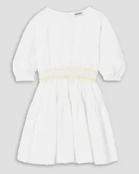 Molly Goddard Tiffany shirred grosgrain-trimmed taffeta mini dress - White White