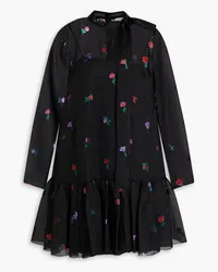 RED Valentino Metallic fil coupé organza mini dress - Black Black