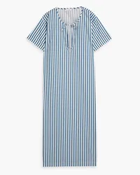 Onia Striped cotton-poplin midi dress - Blue Blue