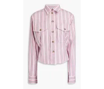 Cropped striped cotton shirt - Pink