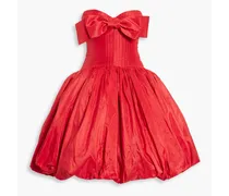 Strapless bow-detailed silk-taffeta mini dress - Red